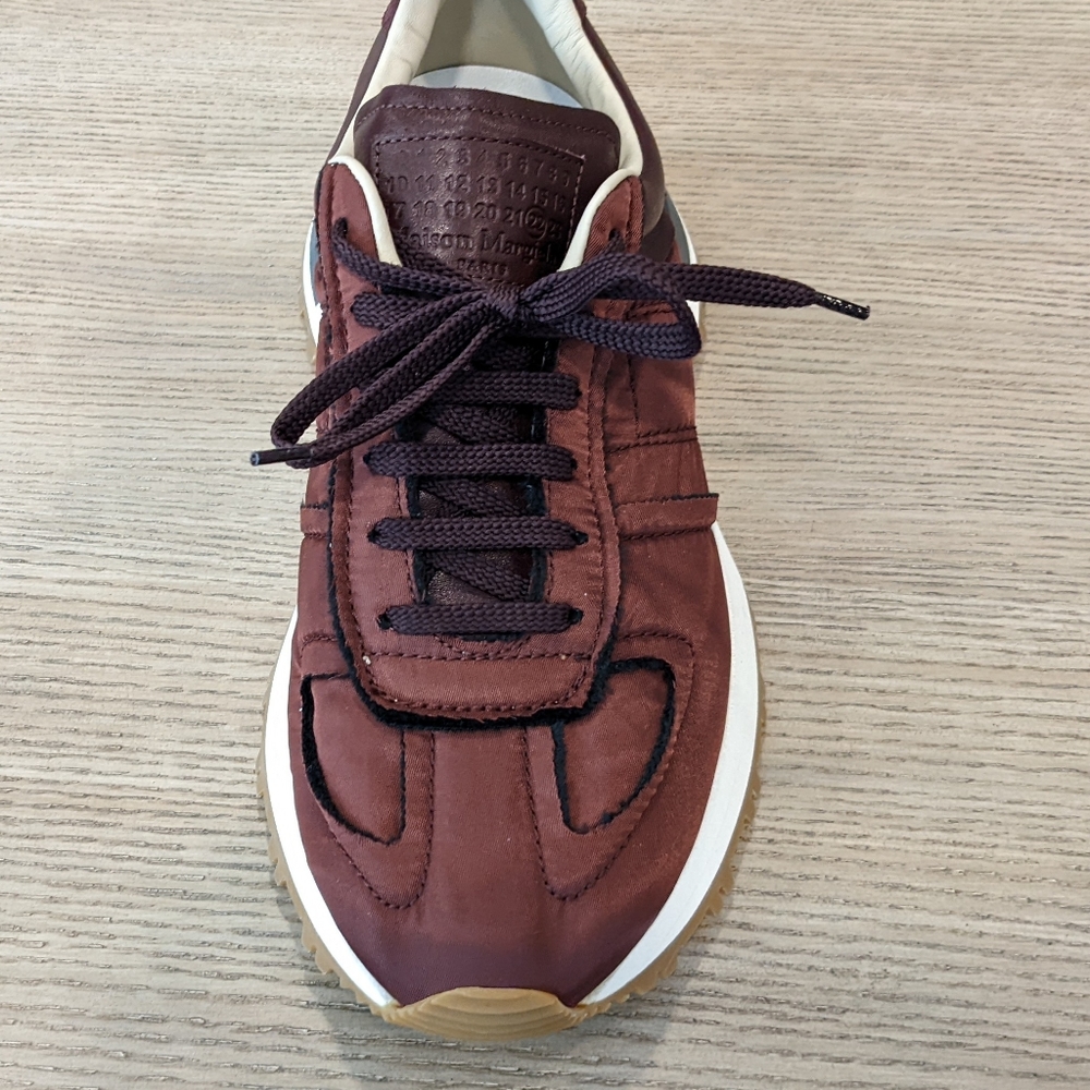 Mens Maison Margiela Oversized Leather Sneakers Wine - Picture 2 of 7